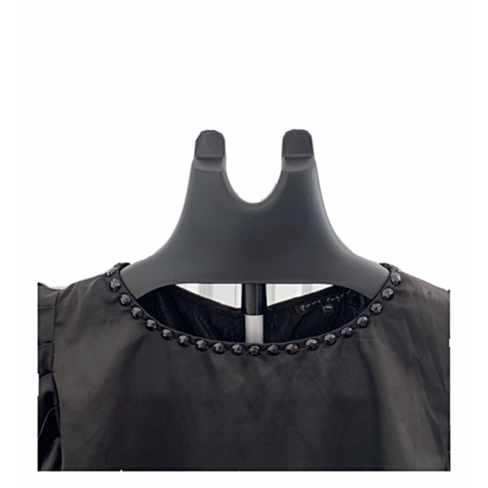 PURE SUGAR Sz Xs Black Satin Jeweled Slip Dress - Picture 3 of 7